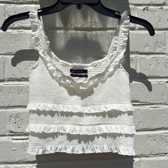 Urban Outfitters Tops - Urban Outfitters Tank Top Pepita Smocked Ruffle Cropped Cami white XS